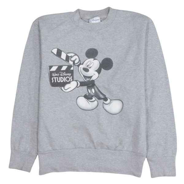 Disney 90's Mickey Mouse Crew Neck Sweatshirt Medium  Grey
