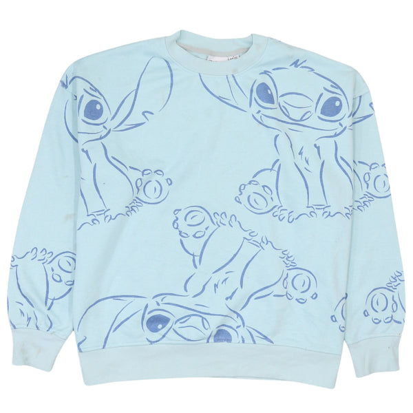 90's Disney Stitch Crew Neck Sweatshirt Women's Medium Blue
