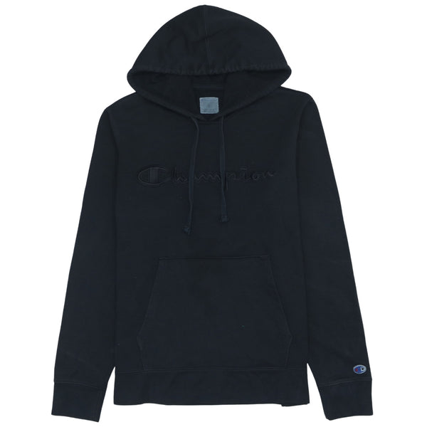 Vintage 90's Champion Black Spellout Pullover Hoodie Medium