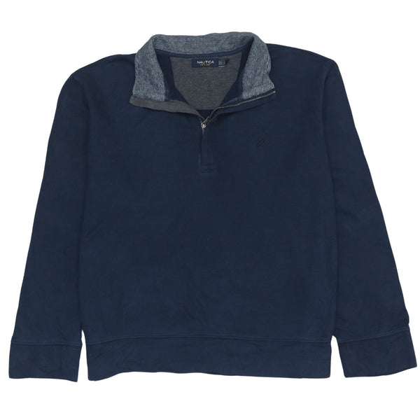 Vintage Nautica 90s Large Navy Blue Quarter Zip Sweatshirt