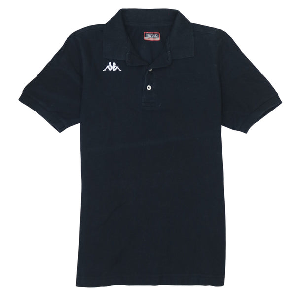 Vintage Kappa 90's Black Polo Shirt - Medium, Short Sleeves, Quarter Button