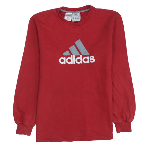 Adidas 90's Red Spellout Crew Neck Sweatshirt XSmall Vintage