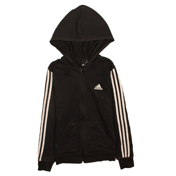 Adidas 90's Vintage Striped Sleeve Black Zip Up Hoodie - Women's Small