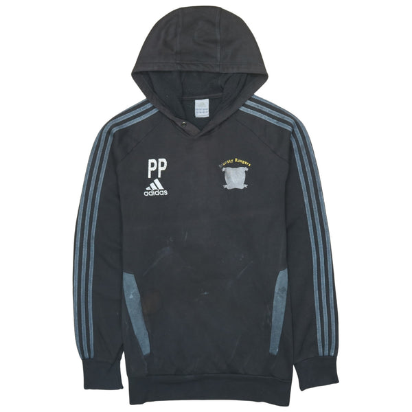 Adidas 90's Vintage Black Pullover Hoodie XXLarge Striped Sleeve