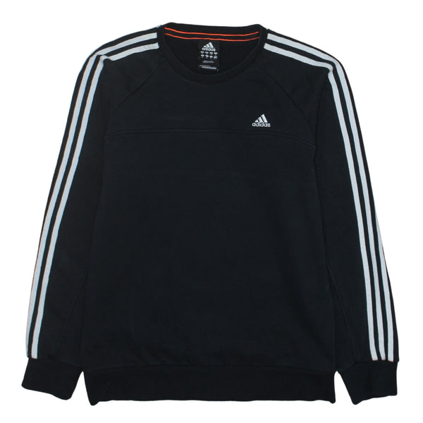 Adidas 90's Striped Sleeve Crew Neck Sweatshirt Medium Black