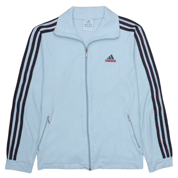 Adidas 90's Grey Striped Sleeve Full Zip Fleece Jumper Small