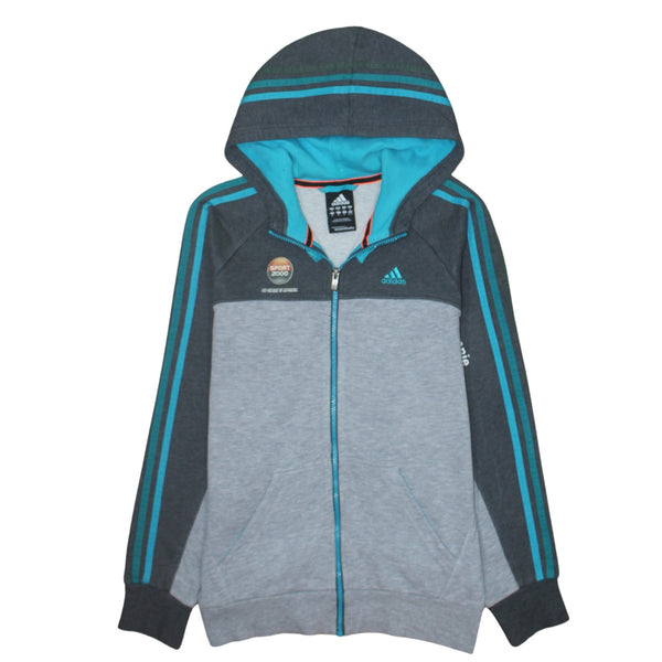 Adidas 90's Striped Sleeve Full Zip Up Hoodie XSmall Grey