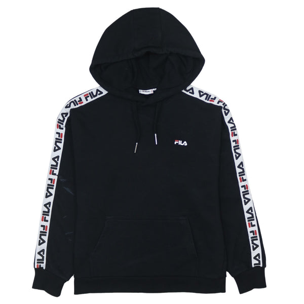 Fila 90's Black Drawstring Pockets Pullover Hoodie Men's Small
