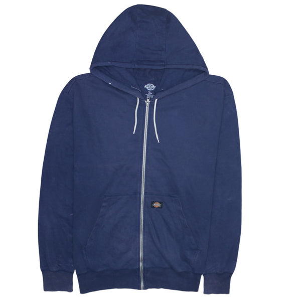 Dickies 90's Drawstring Pockets Full Zip Up Hoodie XLarge Navy Blue