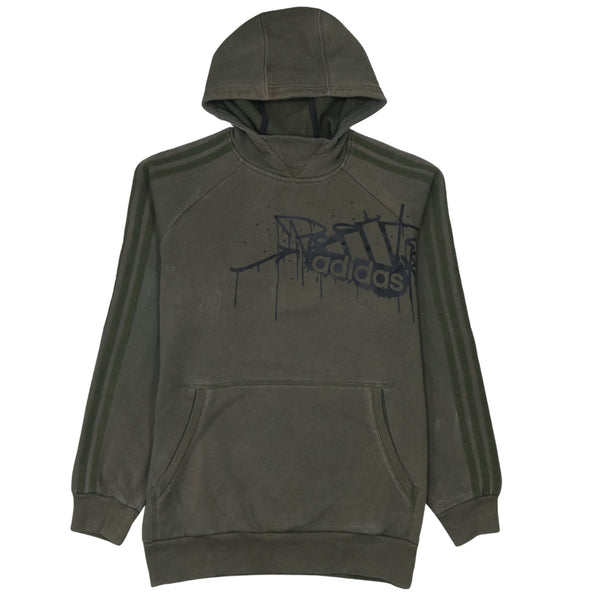Adidas Vintage Hoodie Green XLarge Women's Striped Sleeve Pullover