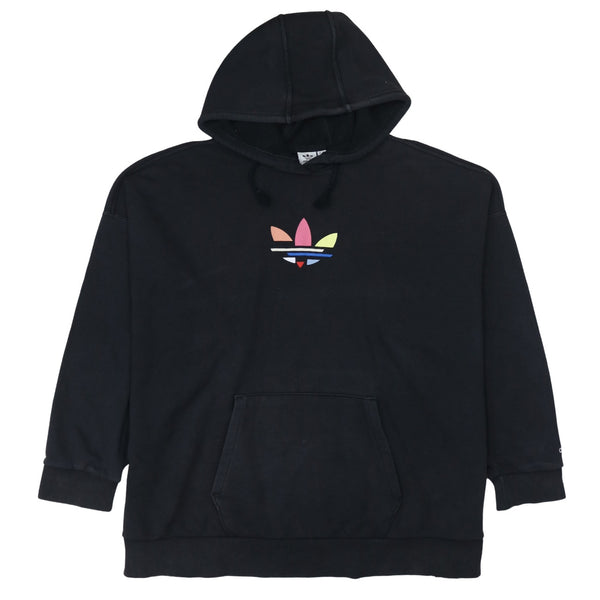 Adidas 90's Drawstring Pockets Pullover Hoodie Large Black