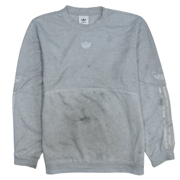 Adidas 90's Grey Lightweight Crew Neck Sweatshirt Medium - Vintage