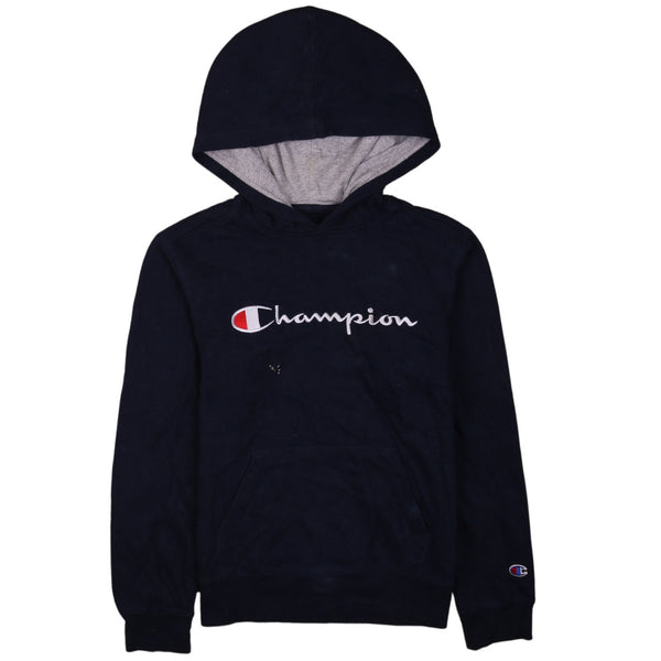 Vintage 90's Champion Navy Blue Spellout Pullover Hoodie Women's L
