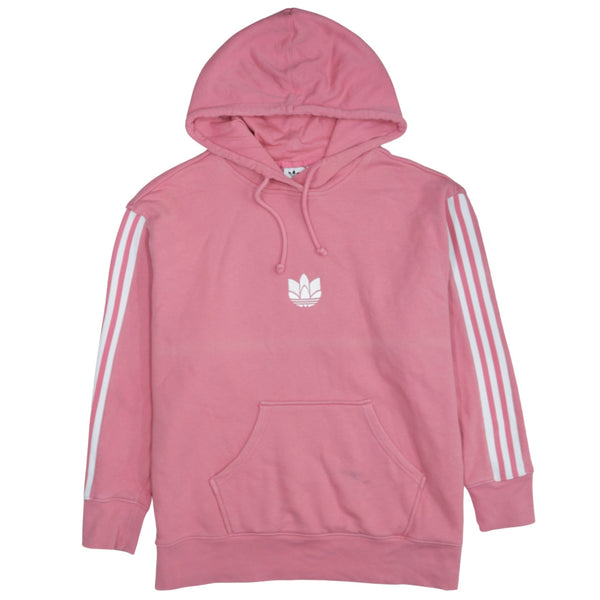 Adidas 90's Pink Striped Sleeve Pullover Hoodie Women's Small