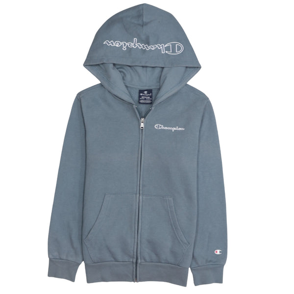 Champion 90's Lightweight Full Zip Up Hoodie Medium Blue