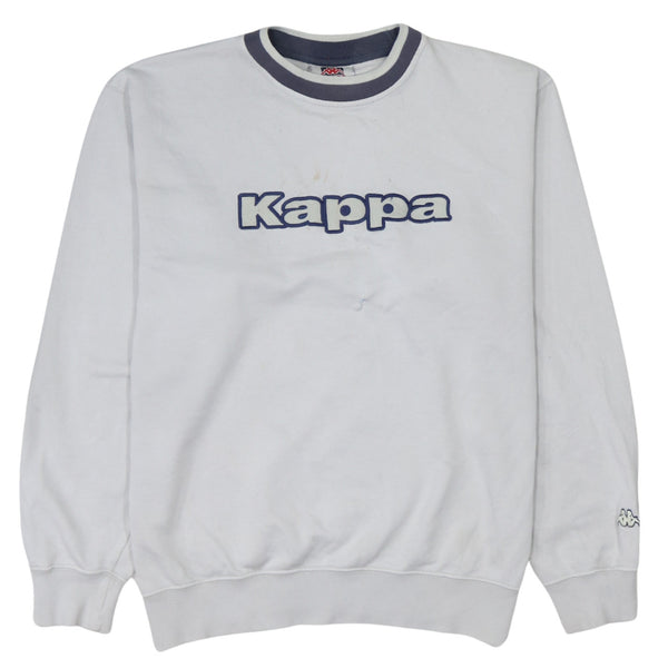 Vintage 90's Kappa Spellout Crew Neck Sweatshirt Large Grey
