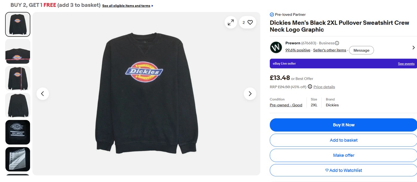Our stock, on Pre-worn’s eBay store