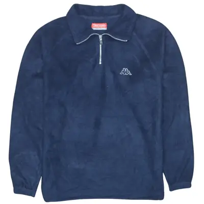 Vintage Kappa 90's Hiking Warm Quarter Zip Fleece Jumper Large Navy Bl