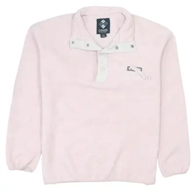 Columbia Vintage 90's Men's Hiking Quarter Button Fleece Jumper Pink M