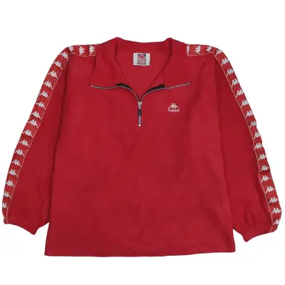 Vintage Kappa 90's Red Hiking Fleece Jumper Medium - Quarter Zip Class