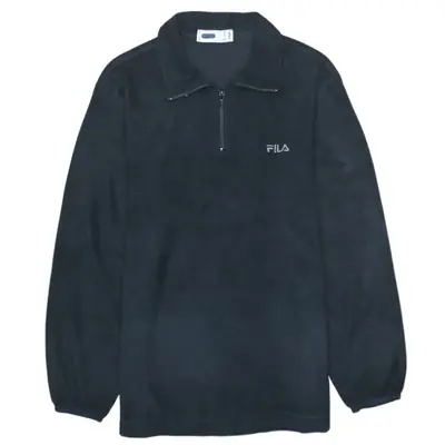 Fila 90's Vintage Hiking Warm Quarter Zip Fleece Jumper Medium Black