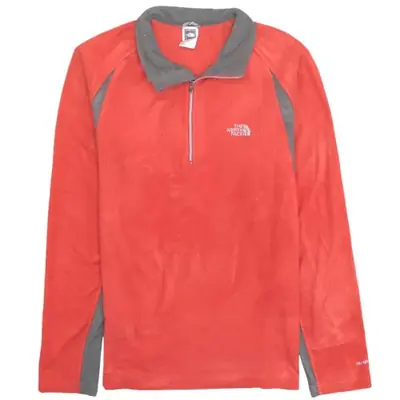The North Face Red Fleece Jumper Men’s Large Quarter Zip Embroidered L