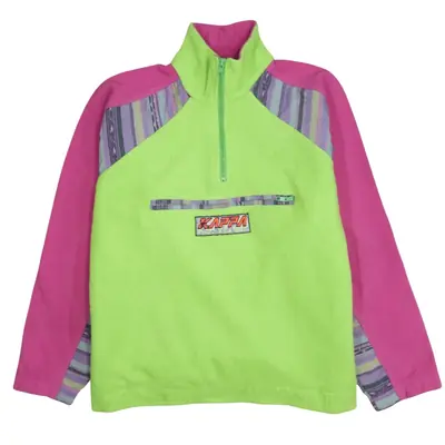 Kappa 90's Vintage Green Hiking Quarter Zip Warm Fleece Jumper Medium