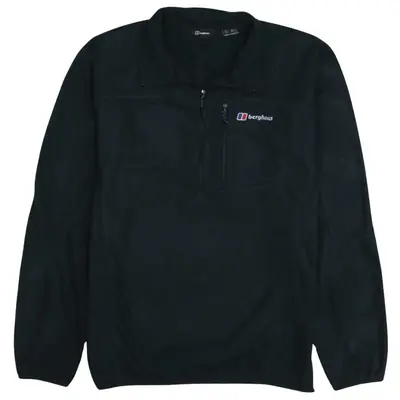 Berghaus Vintage 90's Large Black Half Zip Hiking Fleece Jumper