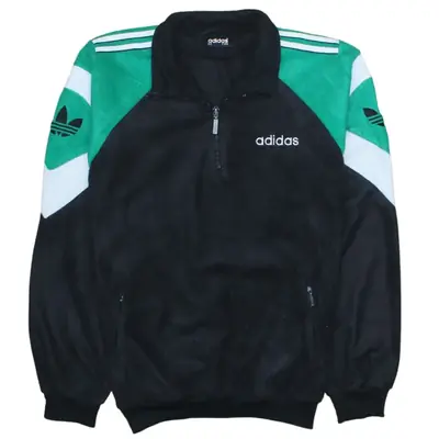 Adidas Vintage 90's Hiking Warm Quarter Zip Fleece Jumper Size XL Blac