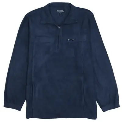 Champion 90's Hiking Warm Quarter Zip Fleece Jumper XLarge Navy Blue