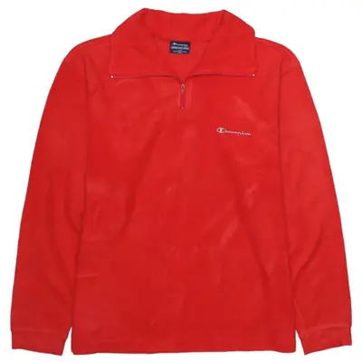 Vintage Champion 90's Red Hiking Warm Quarter Zip Fleece Jumper - Men'