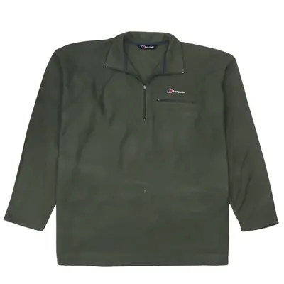 Vintage Berghaus 90's Green Fleece Jumper XXLarge (2XL) Hiking Quarter
