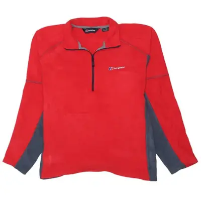 Berghaus Red Fleece Jumper Men's Large Half Zip Embroidered Logo Outdo
