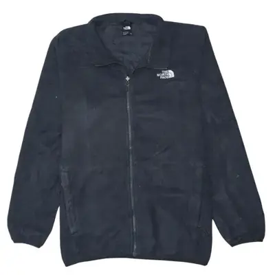 The North Face Black Fleece Jacket Men’s XXL Embroidered Chest Logo Zi