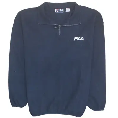Fila Navy Blue Fleece Jumper Men’s Large Half Zip Embroidered Logo Pul