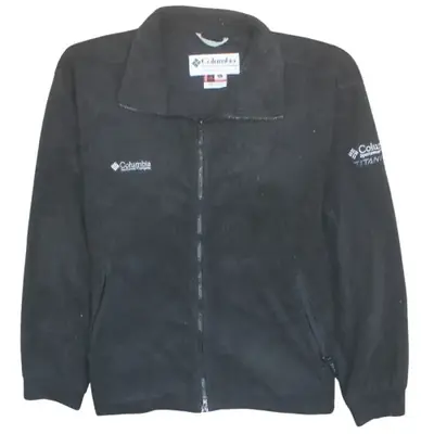 Columbia Black Fleece Jacket Men’s XLarge Embroidered Logos Zip Pocket