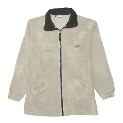 Nike Beige Cream Fleece Jacket Women’s XLarge Zip Front Embroidered Sw