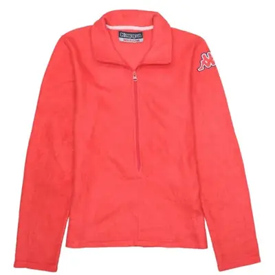 Vintage Kappa 90s Coral Red Fleece Jumper Half Zip Medium Women Retro