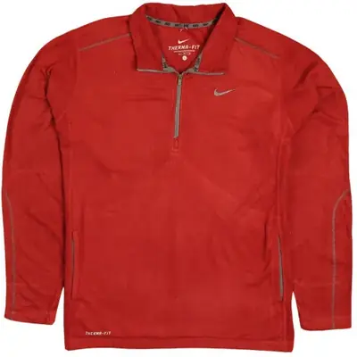 Nike Burgundy Red Fleece Jumper Men’s Large Half Zip Embroidered Swoos