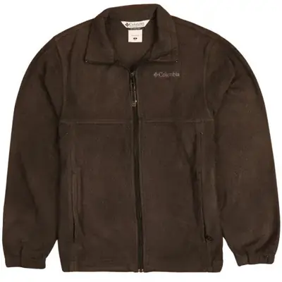 Columbia Brown Fleece Jacket Men's Small Full Zip Embroidered Chest Lo