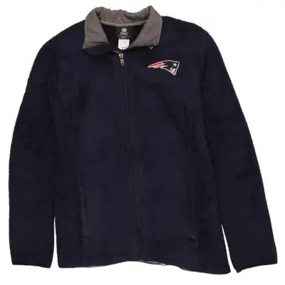 NFL Navy Blue Fleece Jacket Women’s Small Embroidered Patriots Logo Fu