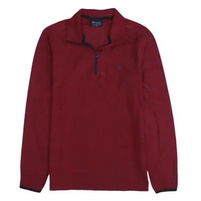 Champion Burgundy Red Fleece Jumper Men's Small Quarter Zip Embroidere