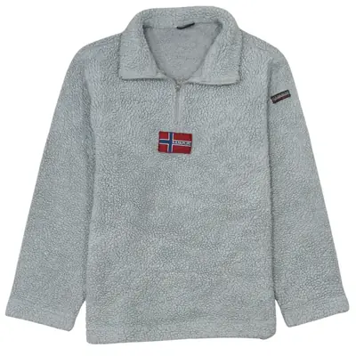Napapijri 90's Vintage Hiking Fleece Jumper Grey Large Zip Warm
