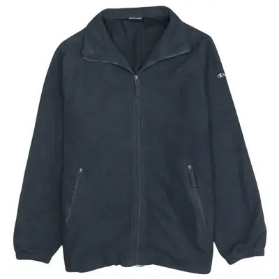 Vintage 90s Champion Women's XL Black Fleece Hiking Jacket Jumper