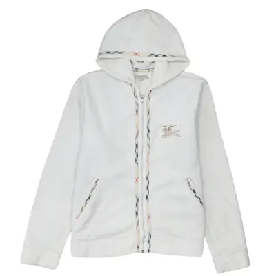 Burberry 90's Beige Cream Warm Fleece Jacket Small Retro Style