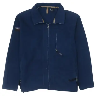Patagonia 90's Vintage Men's Medium Navy Blue Full Zip Fleece Jumper