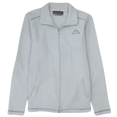 Kappa Women's Medium 90s Vintage Grey Full Zip Fleece Jumper
