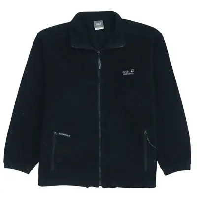 Jack Wolfskin Black Fleece Jacket Men's XLarge Full Zip Embroidered Lo