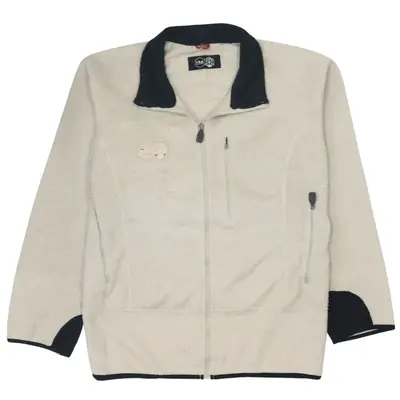 Fila 90's Vintage Hiking Full Zip Fleece Jumper Large Beige Cream