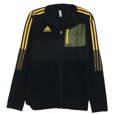 Adidas Vintage 90's Black Striped Sleeve Crew Neck Fleece Jumper Mediu